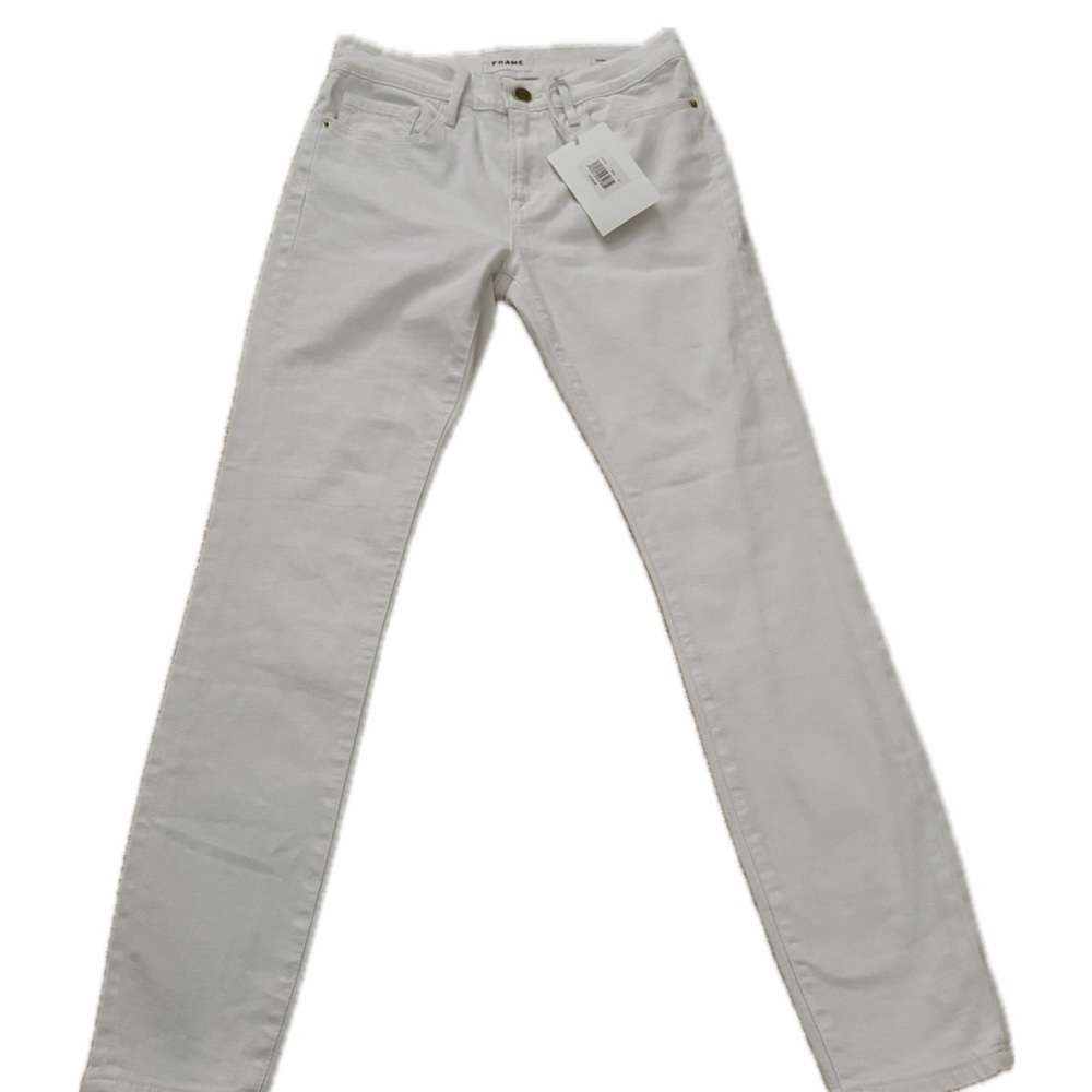 Frame White Mid-Rise Skinny Jeans Size 27 NWT